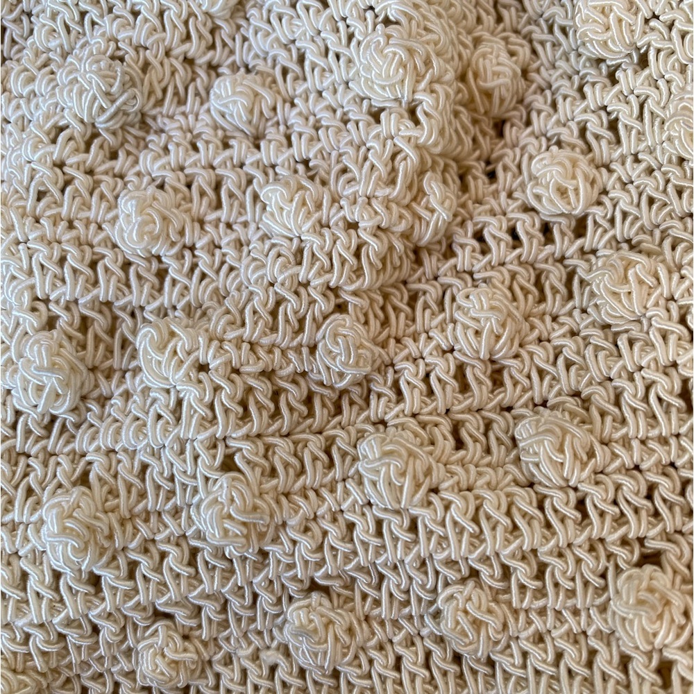 Cream Crochet Reticule Bag - Vintage-Style Drawstring Purse - Picture 2 of 8